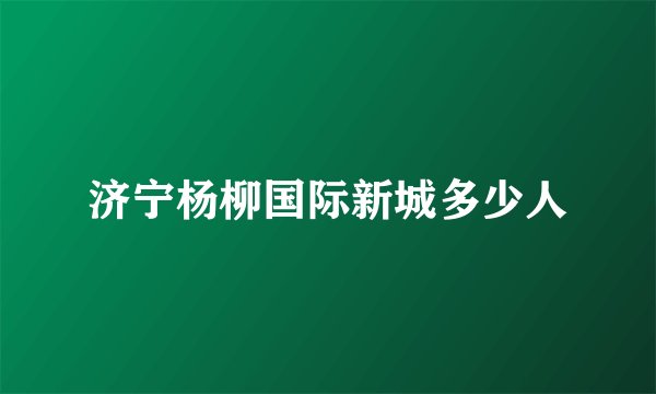 济宁杨柳国际新城多少人