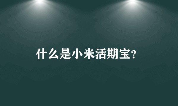 什么是小米活期宝？