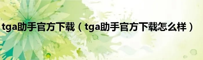 tga助手官方下载（tga助手官方下载怎么样）
