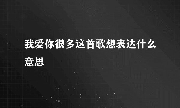我爱你很多这首歌想表达什么意思