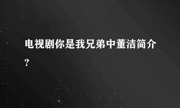 电视剧你是我兄弟中董洁简介？