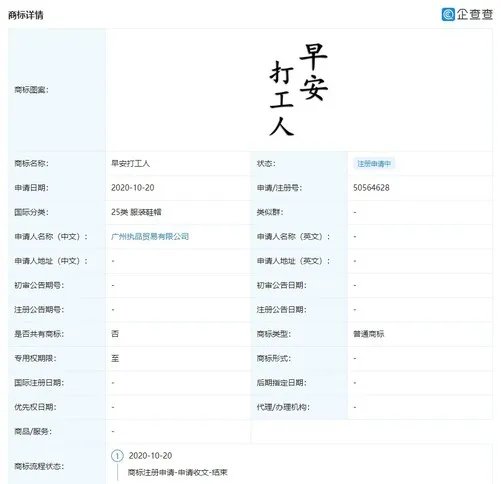 打工人火了之后 “早安打工人”已被注册商标