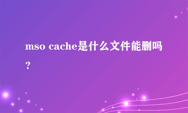 mso cache是什么文件能删吗？