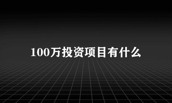100万投资项目有什么