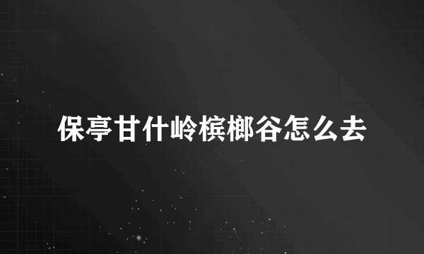 保亭甘什岭槟榔谷怎么去