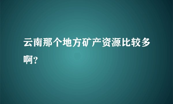 云南那个地方矿产资源比较多啊？
