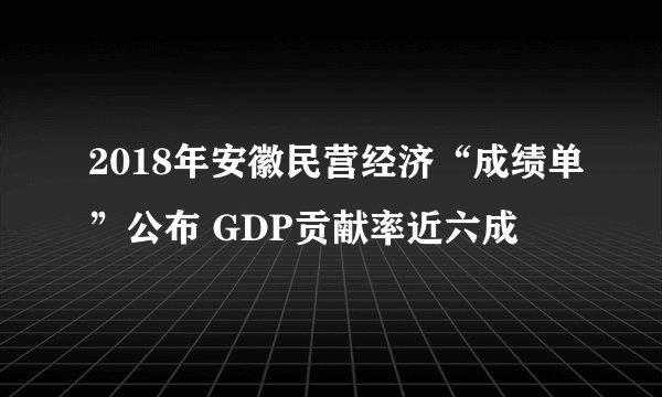 2018年安徽民营经济“成绩单”公布 GDP贡献率近六成