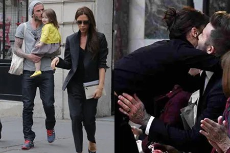 贝克汉姆现时装周为妻子助阵  一家四口十分抢眼