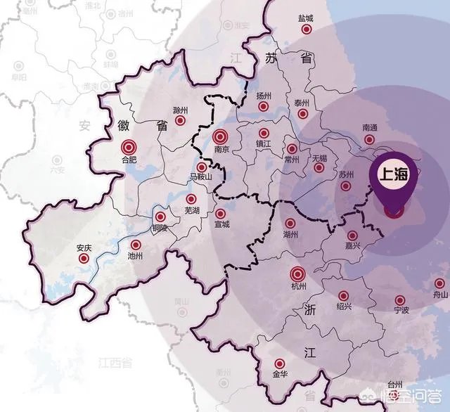 现在中国长江三角洲指在哪里的经济圈，代表城市有哪些？