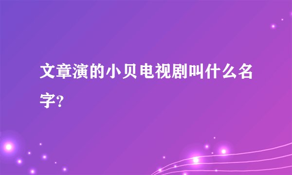 文章演的小贝电视剧叫什么名字？