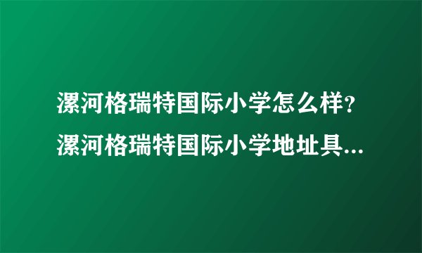 漯河格瑞特国际小学怎么样？漯河格瑞特国际小学地址具体地址在哪里呢？？？急。。。