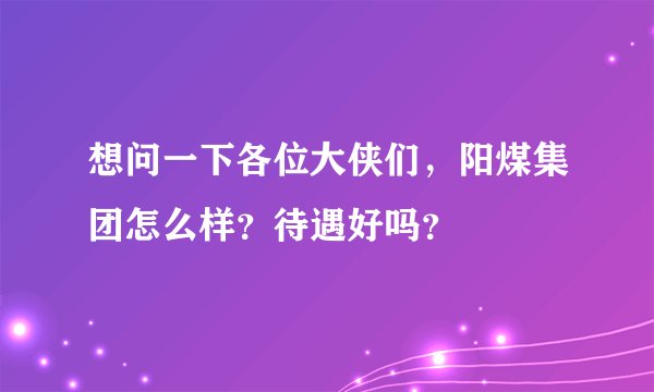 想问一下各位大侠们，阳煤集团怎么样？待遇好吗？