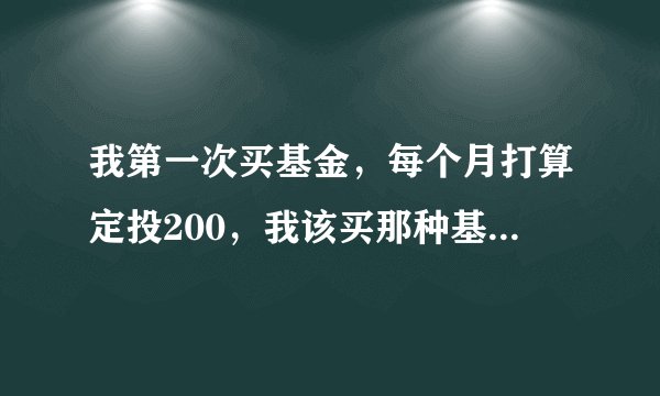 我第一次买基金,每个月打算定投200,我该买那种基金,具体哪些,谢谢!!!