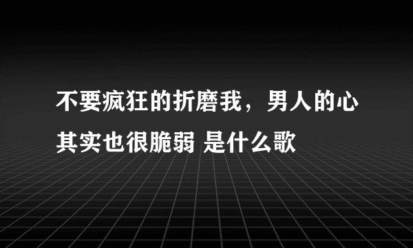 不要疯狂的折磨我，男人的心其实也很脆弱 是什么歌
