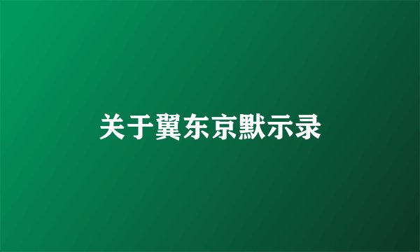 关于翼东京默示录