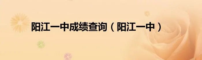 阳江一中成绩查询（阳江一中）