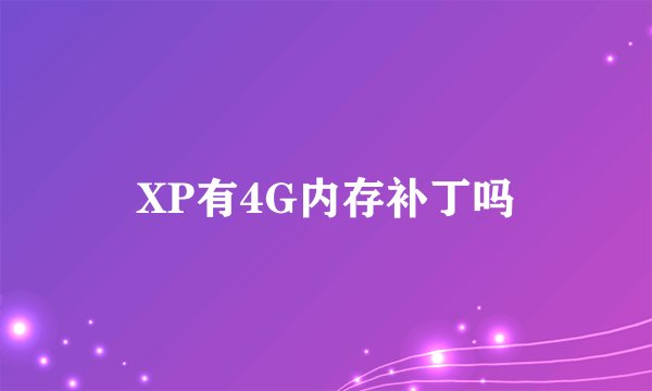 XP有4G内存补丁吗