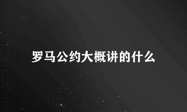 罗马公约大概讲的什么
