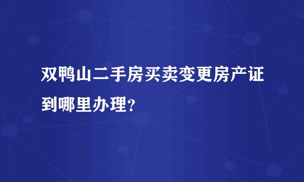 双鸭山二手房买卖变更房产证到哪里办理？