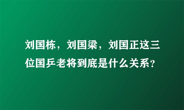 刘国栋，刘国梁，刘国正这三位国乒老将到底是什么关系？
