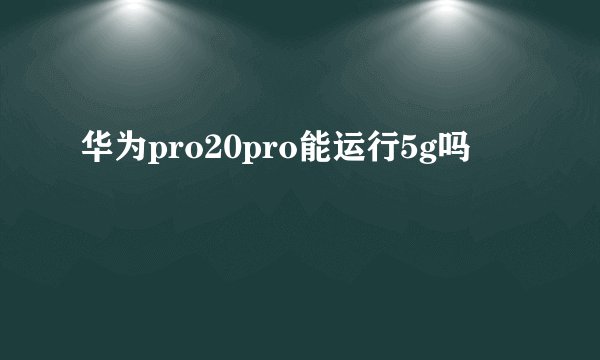 华为pro20pro能运行5g吗