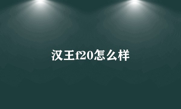 汉王f20怎么样