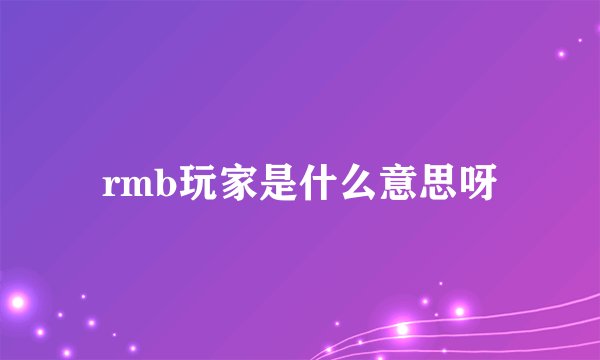 rmb玩家是什么意思呀