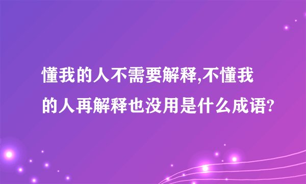 懂我的人不需要解释,不懂我的人再解释也没用是什么成语?
