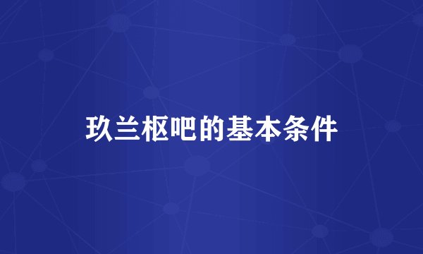 玖兰枢吧的基本条件