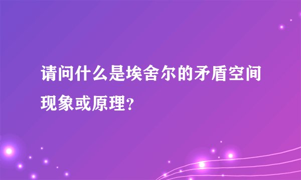 请问什么是埃舍尔的矛盾空间现象或原理？