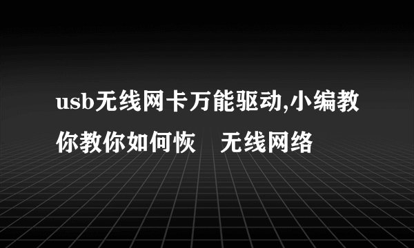 usb无线网卡万能驱动,小编教你教你如何恢復无线网络