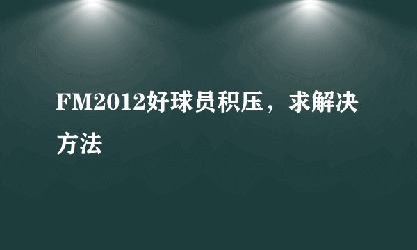 FM2012好球员积压，求解决方法