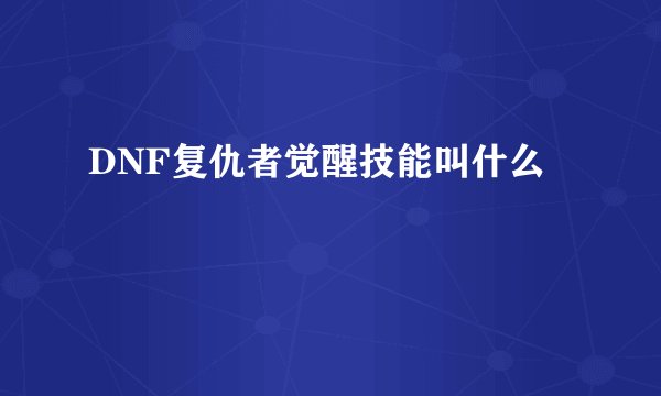 DNF复仇者觉醒技能叫什么