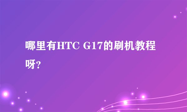 哪里有HTC G17的刷机教程呀？
