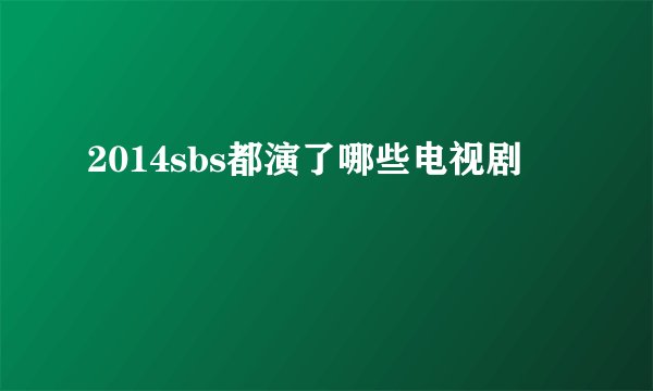2014sbs都演了哪些电视剧