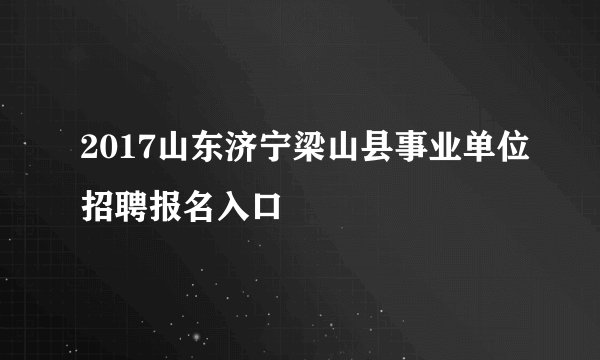 2017山东济宁梁山县事业单位招聘报名入口