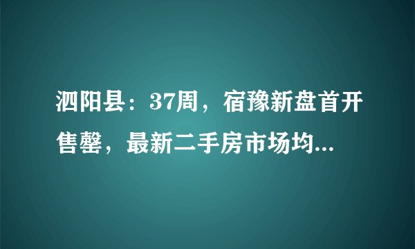 泗阳县:37周,宿豫新盘首开售罄,最新二手房市场均价9344.7元/㎡, 你怎么看?
