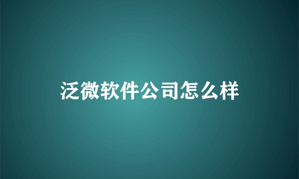 泛微软件公司怎么样