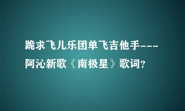 跪求飞儿乐团单飞吉他手---阿沁新歌《南极星》歌词？