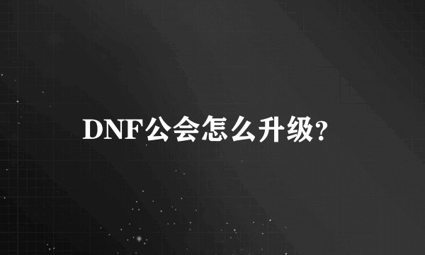 DNF公会怎么升级？
