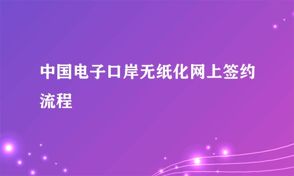 中国电子口岸无纸化网上签约流程