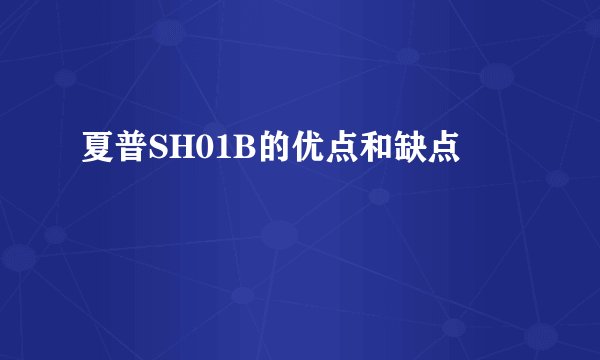 夏普SH01B的优点和缺点