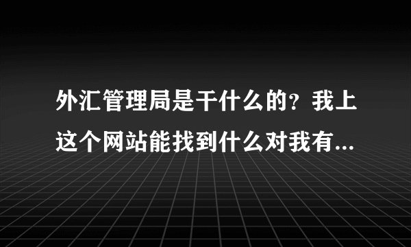 外汇管理局是干什么的？我上这个网站能找到什么对我有帮助的东西呢？