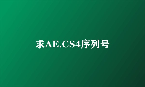 求AE.CS4序列号