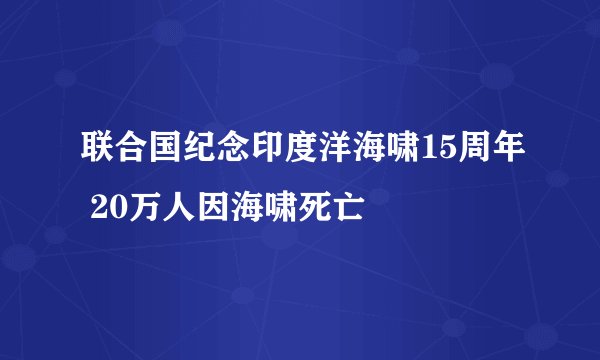 联合国纪念印度洋海啸15周年 20万人因海啸死亡