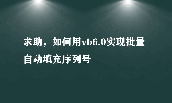 求助，如何用vb6.0实现批量自动填充序列号