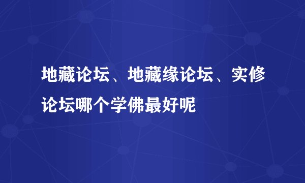 地藏论坛、地藏缘论坛、实修论坛哪个学佛最好呢
