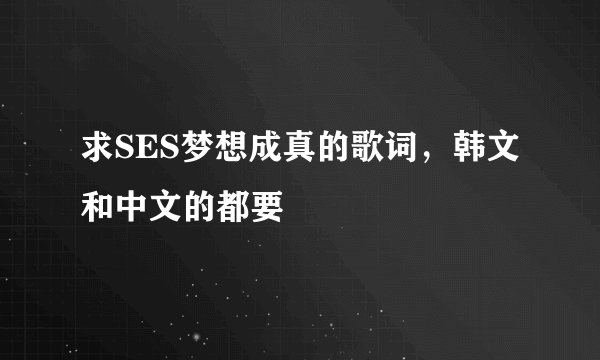 求SES梦想成真的歌词，韩文和中文的都要