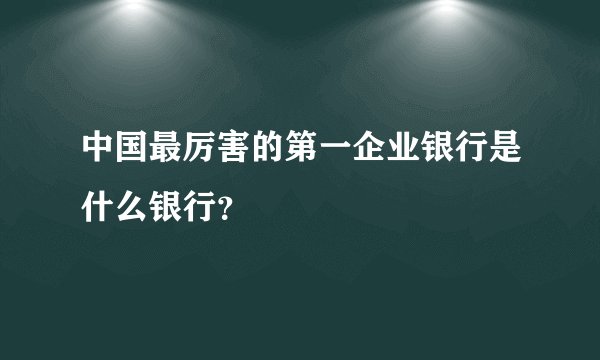 中国最厉害的第一企业银行是什么银行？