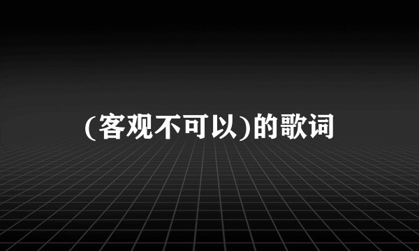 (客观不可以)的歌词